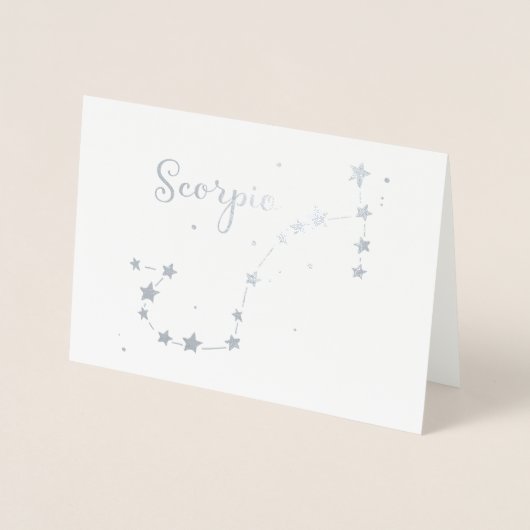 Silver Foil Scorpio Zodiac Constellation Folie Kaarten (Voorkant)