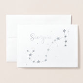 Silver Foil Scorpio Zodiac Constellation Folie Kaarten (Voorkant met envelop)