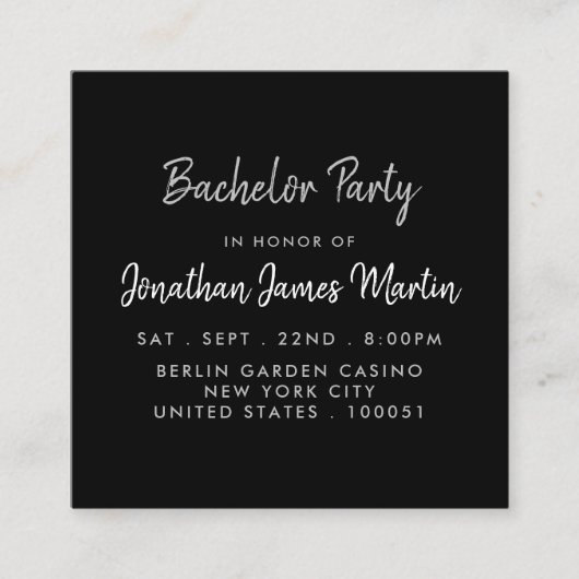 Silver Foil & Script Bachelor Party Ticket Invite (Voorkant)