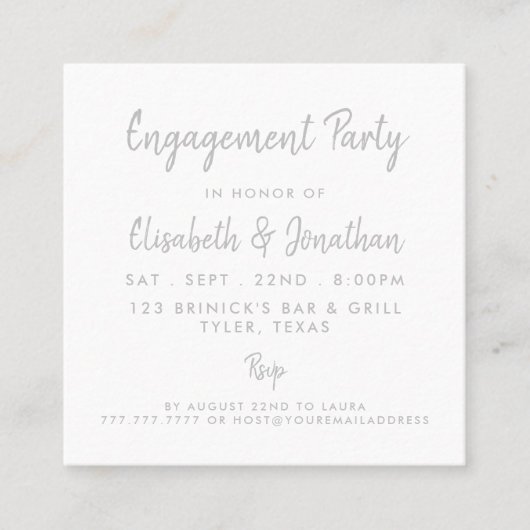 Silver Foil & Script Engagement Party Ticket (Voorkant)