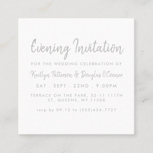 Silver Foil & Script Evening Event Ticket Invite (Voorkant)