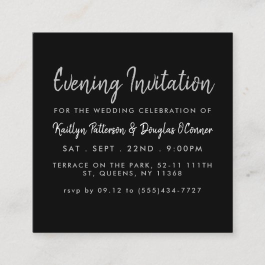 Silver Foil & Script Evening Event Ticket Invite (Voorkant)