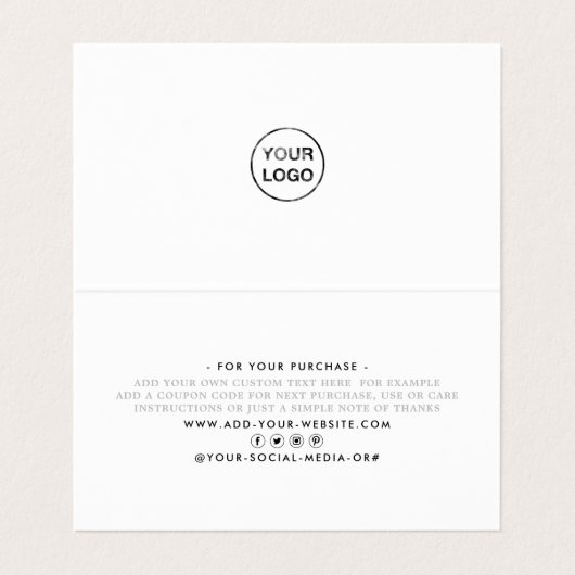 Silver Foil Script Logo Business - Hartelijk dank Visitekaartje (Binnenkant ongevouwen)