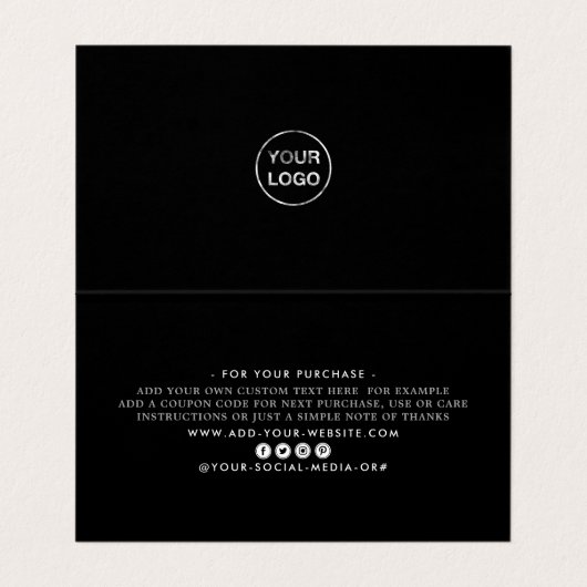 Silver Foil Script Logo Business - Hartelijk dank Visitekaartje (Binnenkant ongevouwen)