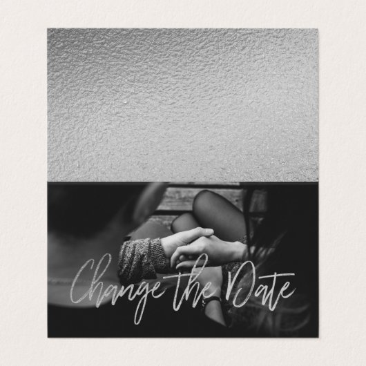 Silver Foil Script Photo Change the Date Card Visitekaartje (Buitenkant ongevouwen)