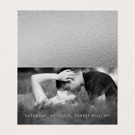 Silver Foil Script Photo Change the Date Card Visitekaartje (Binnenkant ongevouwen)