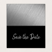 Silver Foil & Script Photo Save the Date Card Visitekaartje (Buitenkant ongevouwen)