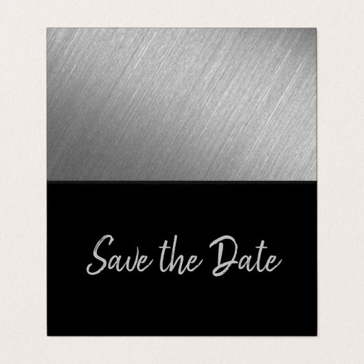 Silver Foil & Script Photo Save the Date Card Visitekaartje (Buitenkant ongevouwen)