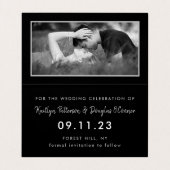 Silver Foil & Script Photo Save the Date Card Visitekaartje (Binnenkant ongevouwen)