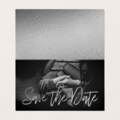 Silver Foil Script Photo Save the Date Card Visitekaartje (Buitenkant ongevouwen)