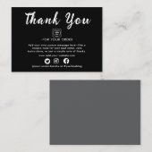 Silver Foil Script Thank You Note Card Informatiekaartje (Voorkant / Achterkant)