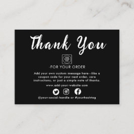 Silver Foil Script Thank You Note Card Informatiekaartje