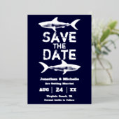 Silver Foil Shark Beach Save the Date Folie Uitnodiging (Staand Voorkant)