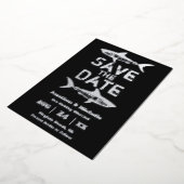 Silver Foil Shark Beach Weddenschap Save the Date Folie Uitnodiging (Gedraaid)