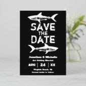 Silver Foil Shark Beach Weddenschap Save the Date Folie Uitnodiging (Staand Voorkant)