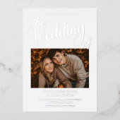 Silver Foil Simplistic 2 Photo Wedding Folie Uitnodiging (Voorkant)
