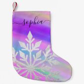 Silver Foil Snowflake Custom Script Name Unicorn Kleine Kerstsok (Voorkant)