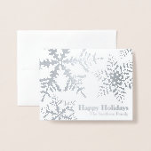 Silver Foil Snowflake Foto Inside Holiday Kaart (Voorkant met envelop)