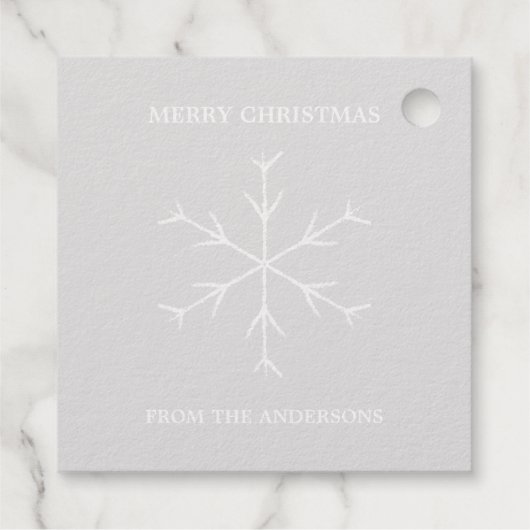 Silver Foil Snowflake Label met kerstcadeaus (Achterkant)