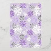 Silver Foil Snowflake Polar Paars Baby shower Folie Uitnodiging (Achterkant)