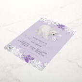 Silver Foil Snowflake Polar Paars Baby shower Folie Uitnodiging (Gedraaid)