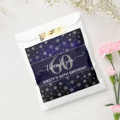 Silver Foil Snowflakes & blue bokeh 60th Birthday Bedankzakje (Gezegeld)