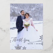 Silver Foil Snowflakes Weddenschap Hartelijk dank Folie Uitnodiging (Voorkant)