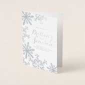 Silver Foil Snowflakes Winter Wedding Programme Folie Kaarten (Voorkant)