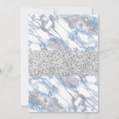 Silver Foil Soft Blue Marble Muslim Wedding Kaart (Achterkant)