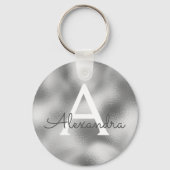 Silver Foil & Sparkle Monogram Sleutelhanger (Voorkant)