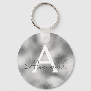 Silver Foil & Sparkle Monogram Sleutelhanger