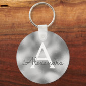 Silver Foil & Sparkle Monogram Sleutelhanger (Voorkant)