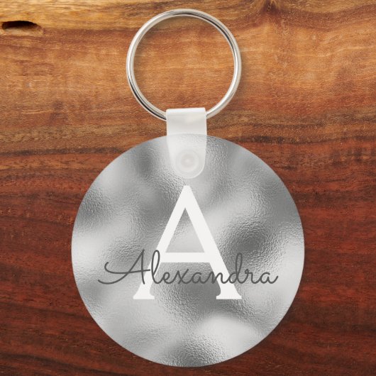 Silver Foil & Sparkle Monogram Sleutelhanger (Voorkant)