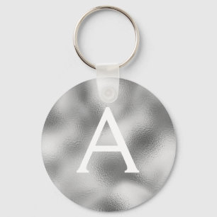 Silver Foil & Sparkle Monogram Sleutelhanger