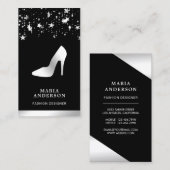 Silver Foil Stars Confetti High Heels Stilettos Visitekaartje (Voorkant / Achterkant)