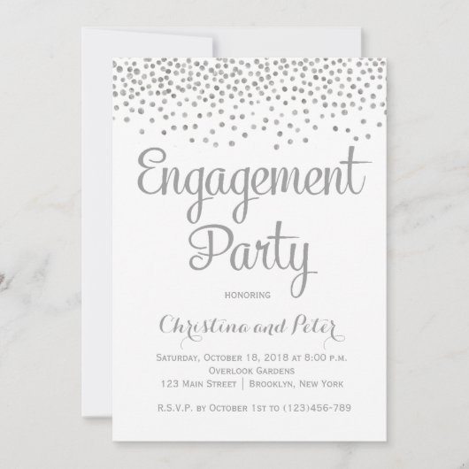 Silver Foil Stippen Engagement Party - Uitnodiging (Voorkant)