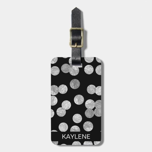 Silver Foil Stippen Gepersonaliseerd Bagagelabel (Voorkant verticaal)