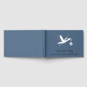 Silver Foil Stork op blauw Baby shower Gastenboek (Volledig)