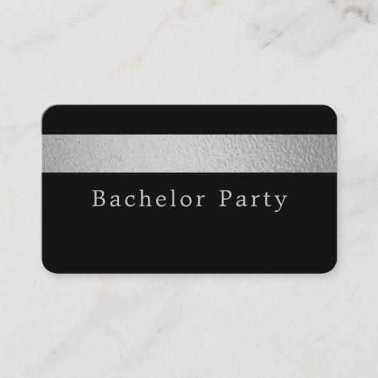 Silver Foil Stripe, Bachelor Party Ticket Invite (Voorkant)