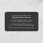 Silver Foil Stripe, Charcoal Baby shower Ticket (Achterkant)