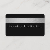 Silver Foil Stripe, Evening Event Ticket Invite (Voorkant)
