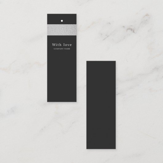 Silver Foil Stripe on Charcoal Gift Labels (Voorkant / Achterkant)