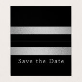 Silver Foil Stripe Photo Save the Date Card Visitekaartje (Buitenkant ongevouwen)