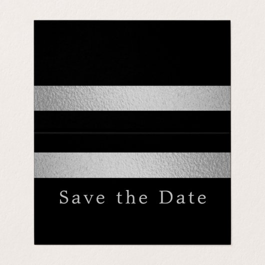 Silver Foil Stripe Photo Save the Date Card Visitekaartje (Buitenkant ongevouwen)