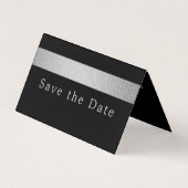 Silver Foil Stripe Photo Save the Date Card Visitekaartje (Voorkant)