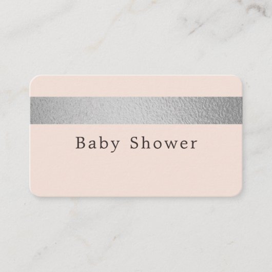Silver Foil Stripe, roze Baby shower Ticket Invite (Voorkant)