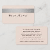 Silver Foil Stripe, roze Baby shower Ticket Invite (Voorkant / Achterkant)