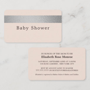 Silver Foil Stripe, roze Baby shower Ticket Invite