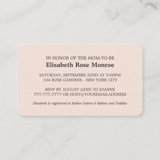 Silver Foil Stripe, roze Baby shower Ticket Invite (Achterkant)
