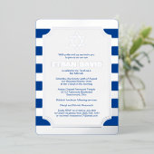 Silver Foil Striped Bar Mitzvah Invite with Star Folie Uitnodiging (Staand Voorkant)